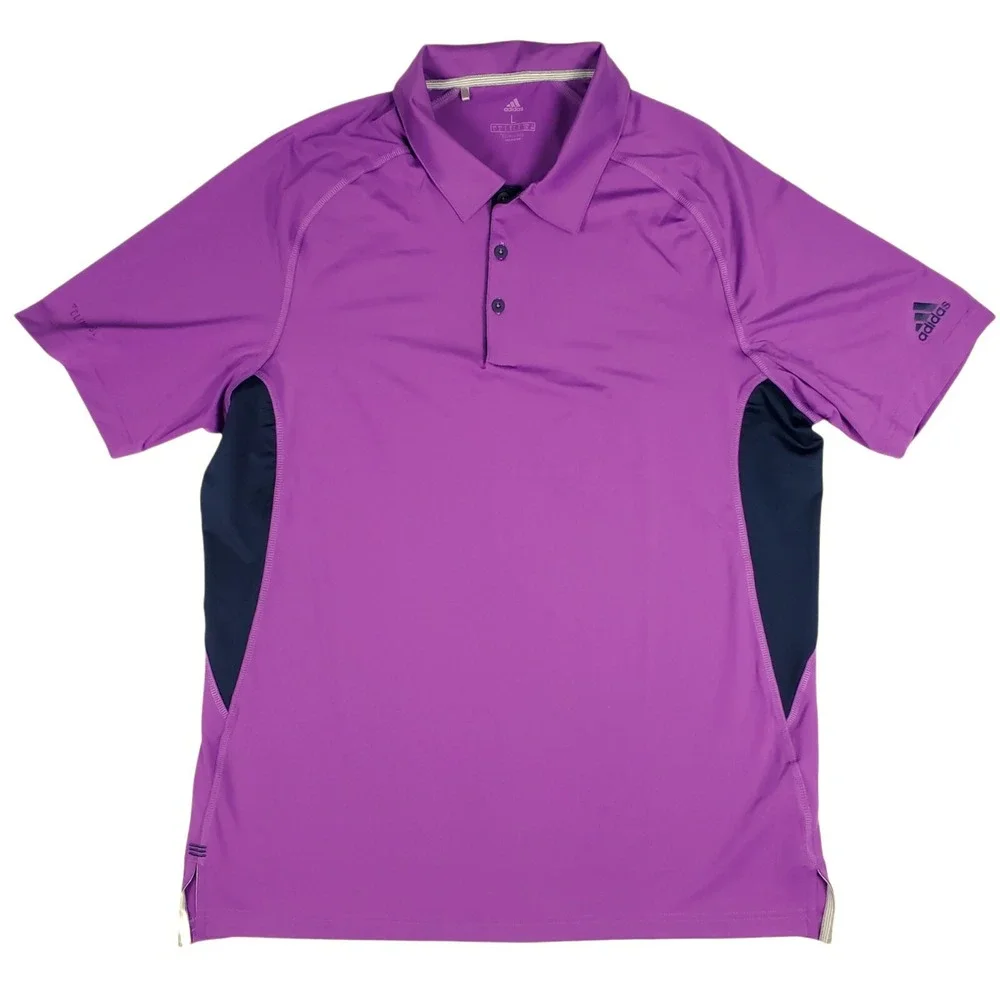 Adidas Golf Polo Shirt Mens Size Large Purple Athletic Clima Cool Casual Outdoor